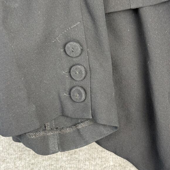 Eileen Fisher 100% Silk Crepe Leather Trim Jacket Black Button Sleeve Women’s XL - Picture 13 of 14